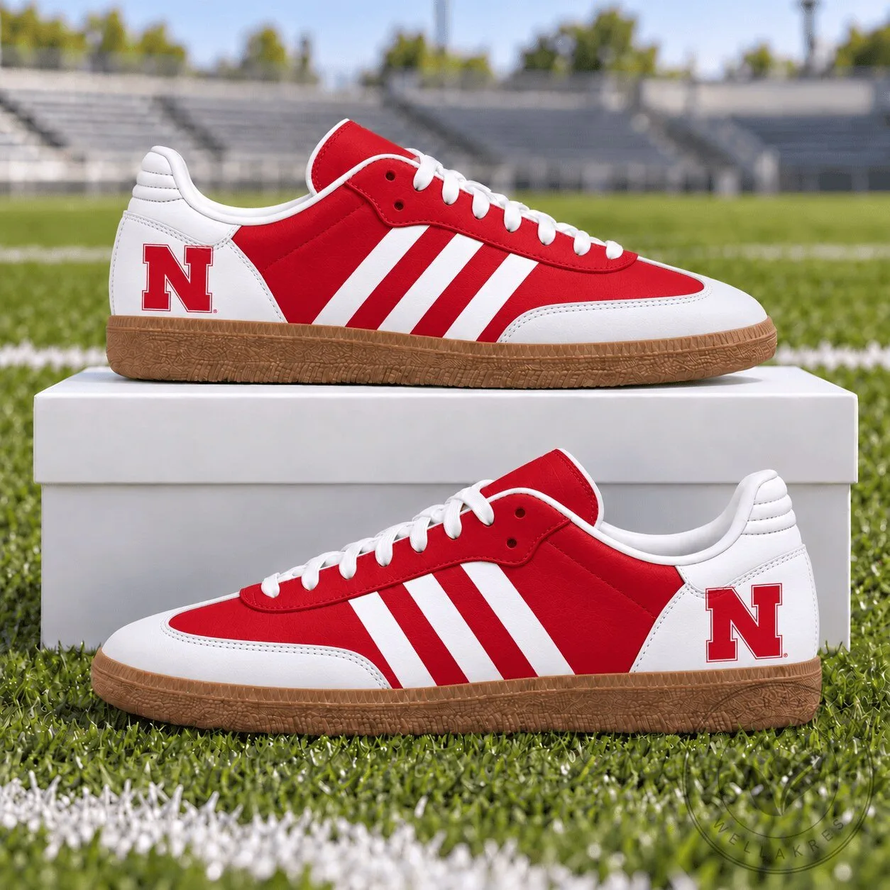 Nebraska Cornhuskers Red and White Stripes Custom Casual Shoes