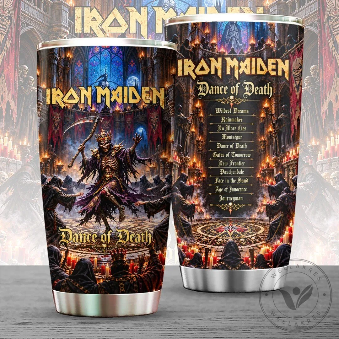 Iron Maiden Dance of Death Album Art Stainless Steel Tumbler