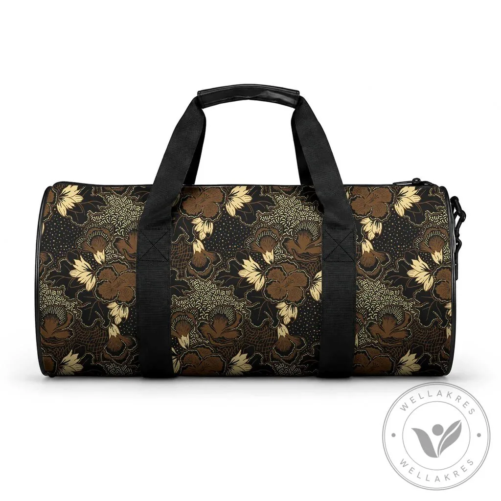 Javanese Batik Semen Duffle Bag Traditional Indonesian Floral Pattern