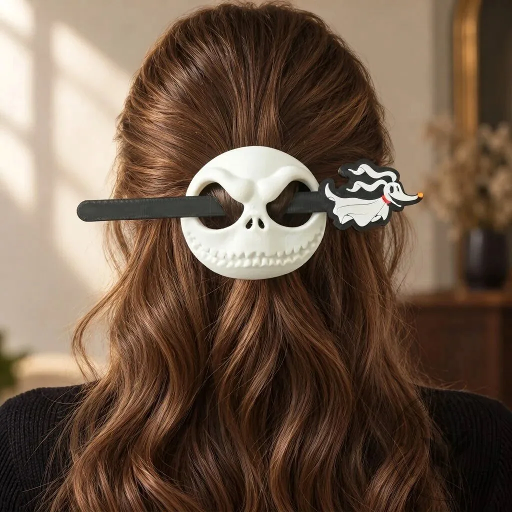 Jack Skellington and Zero Nightmare Before Christmas Hair Slide with Hair Stick