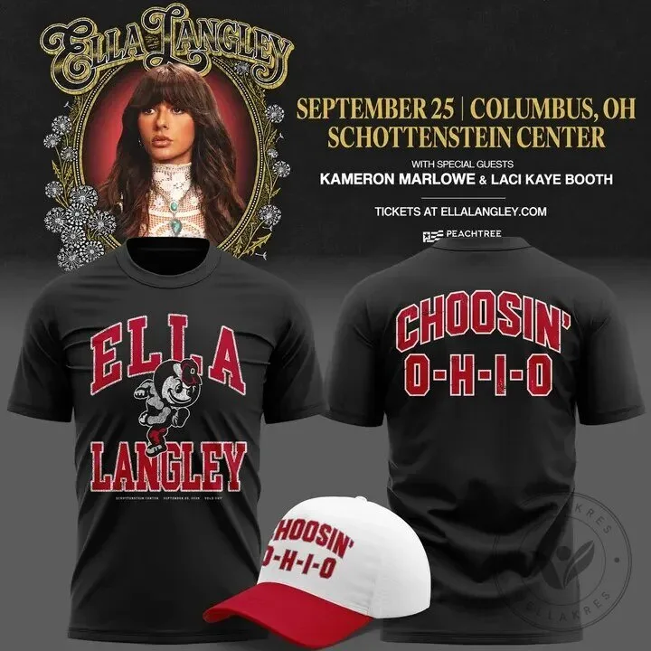Ella Langley Choosin Ohio State Buckeyes Concert Tour Black T-Shirt