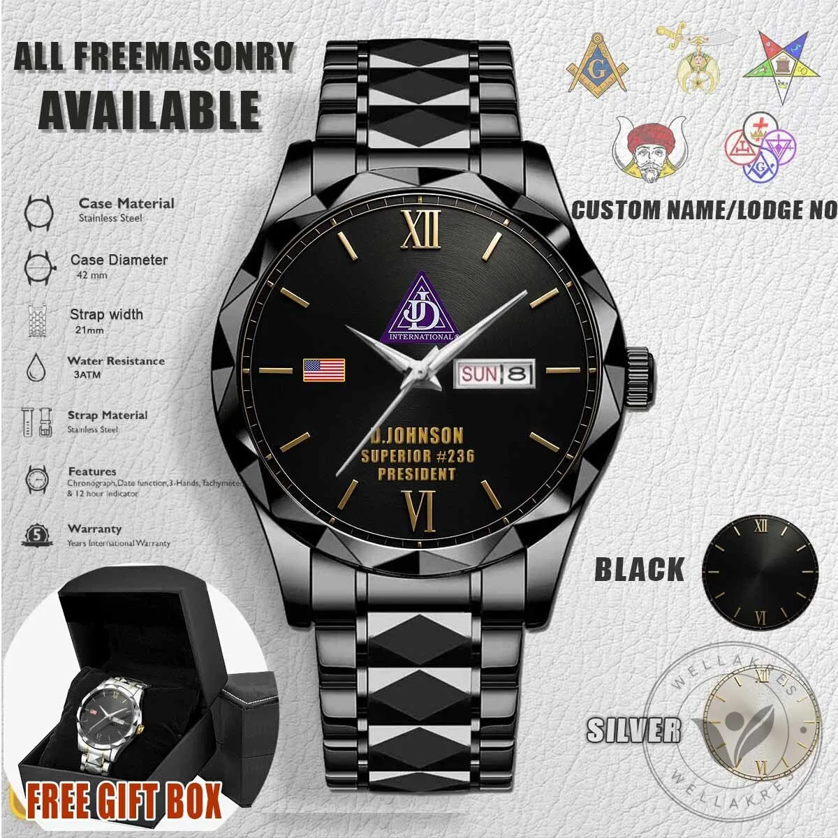 Job's Daughters International Stainless Steel Watch