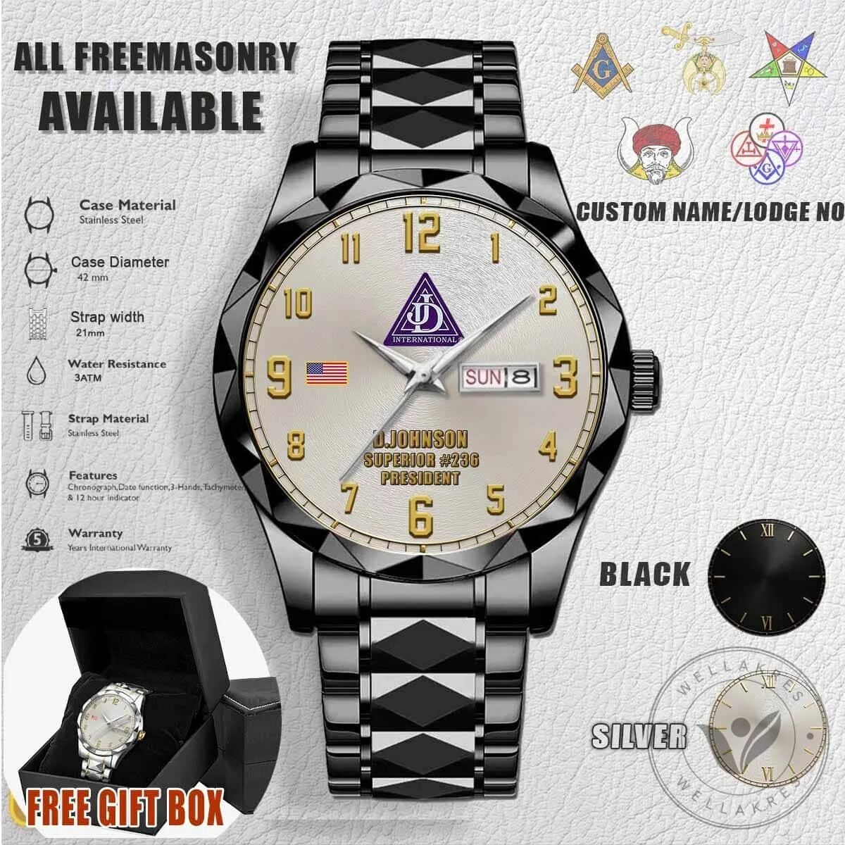 Job's Daughters International Stainless Steel Watch 6 Job