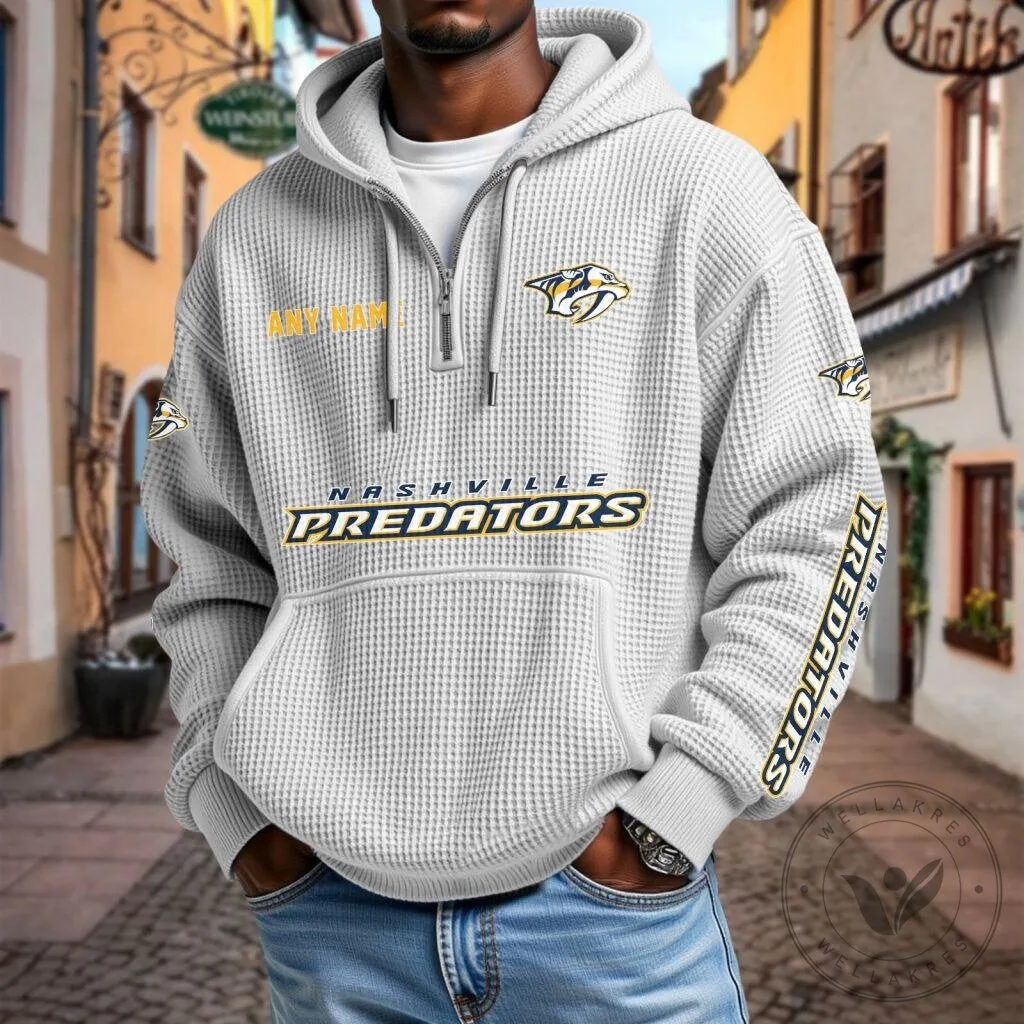 Nashville Predators Personalized Name Waffle Knit Quarter Zip Hoodie 15 Nashville Predators Personalized Name Waffle Knit Quarter Zip Hoodie