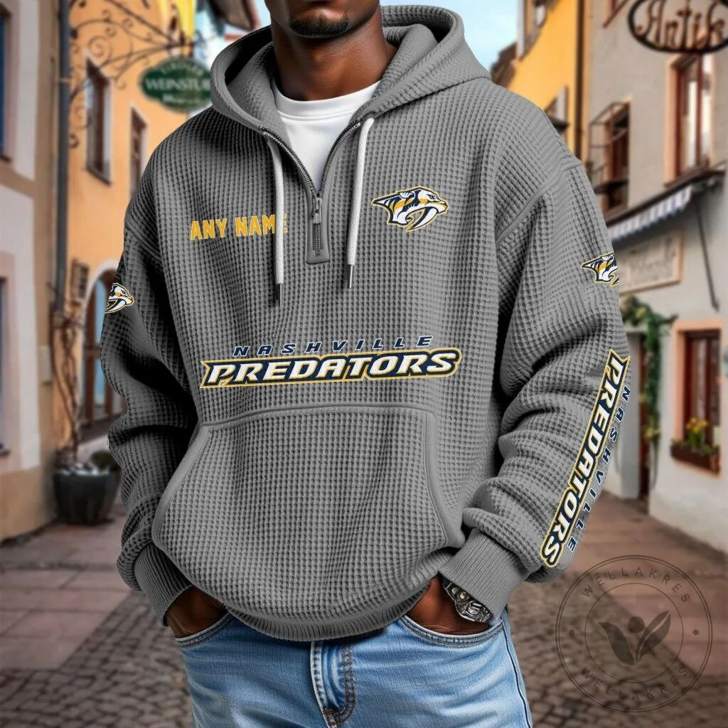 Nashville Predators Personalized Name Waffle Knit Quarter Zip Hoodie 16 Nashville Predators Personalized Name Waffle Knit Quarter Zip Hoodie