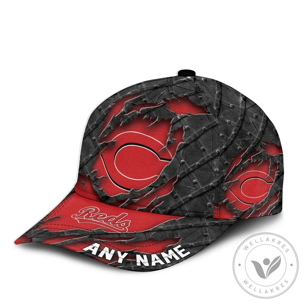 Cincinnati Reds Personalized Name Black Metal Design Baseball Cap Hat 9 Cincinnati Reds Personalized Name Black Metal Design Baseball Cap Hat