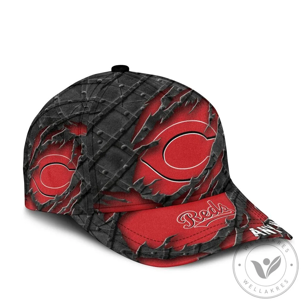 Cincinnati Reds Personalized Name Black Metal Design Baseball Cap Hat 10 Cincinnati Reds Personalized Name Black Metal Design Baseball Cap Hat