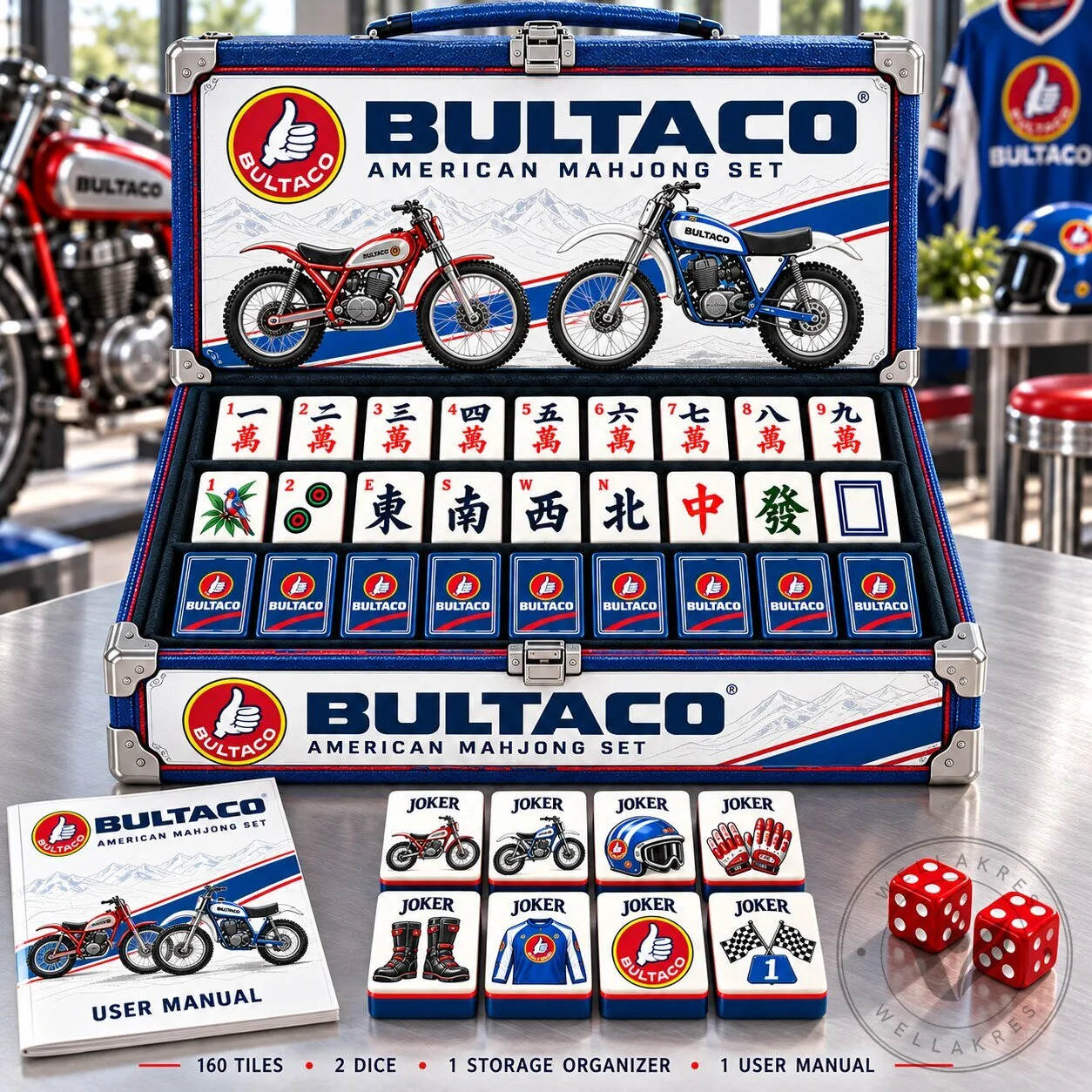 Bultaco American Mahjong Set with 160 Tiles, Dice, and Storage Organizer 2 Bultaco American Mahjong Set with 160 Tiles, Dice, and Storage Organizer