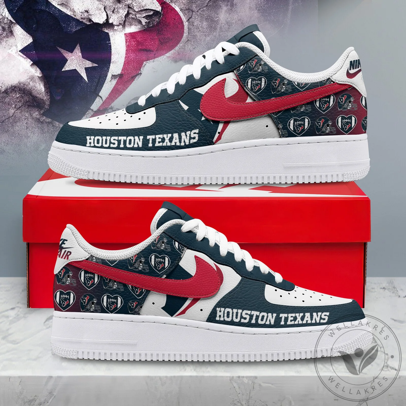 Houston Texans NFL Football Team Custom Designed Athletic Shoes