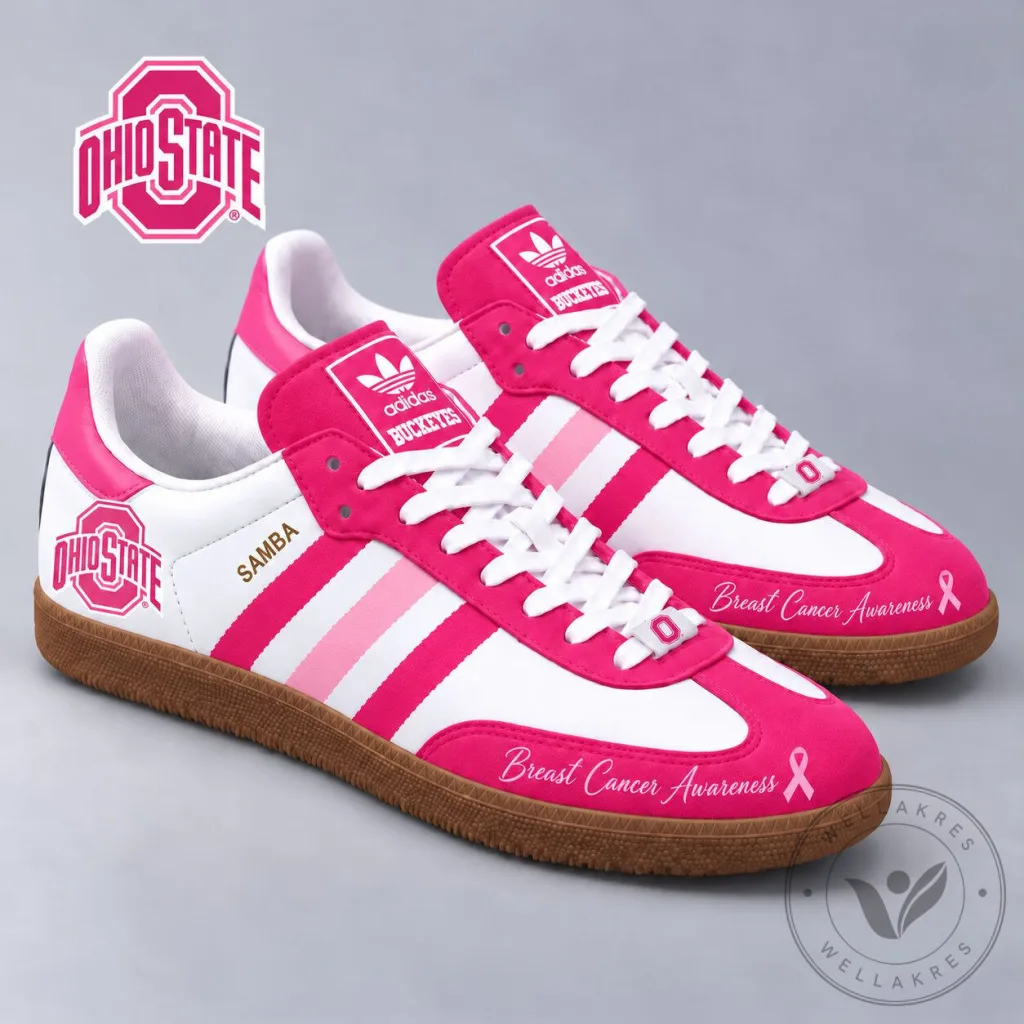 Ohio State Buckeyes Breast Cancer Awareness Pink Samba Shoes Ohio State Buckeyes Breast Cancer Awareness Pink Samba Shoes