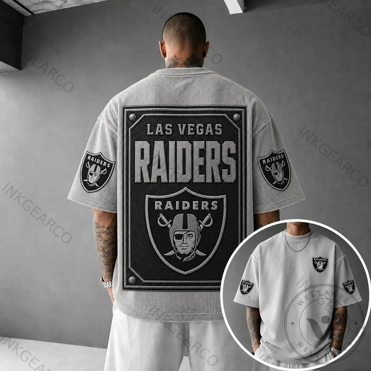 Las Vegas Raiders Vertical Stripe Short Sleeve Casual Button Down Shirt 3 Las Vegas Raiders Vertical Stripe Short Sleeve Casual Button Down Shirt