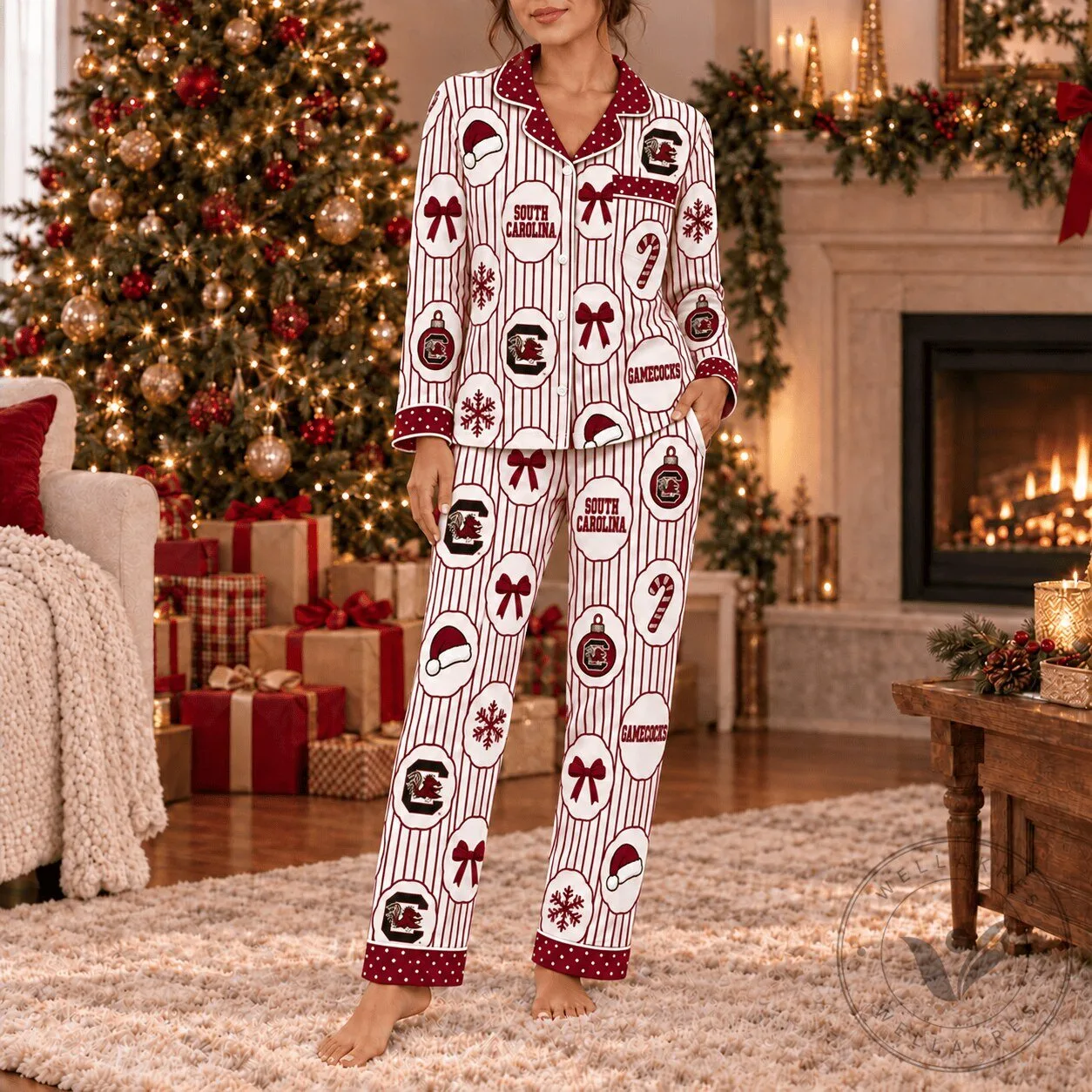 South Carolina Gamecocks Christmas Pajamas Set for Women