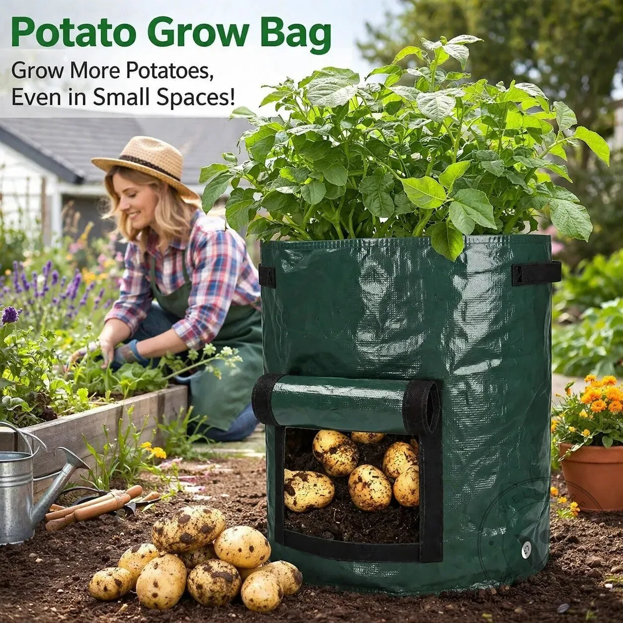 Potato Grow Bag with Easy Harvest Window for Growing Vegetables in Small Spaces