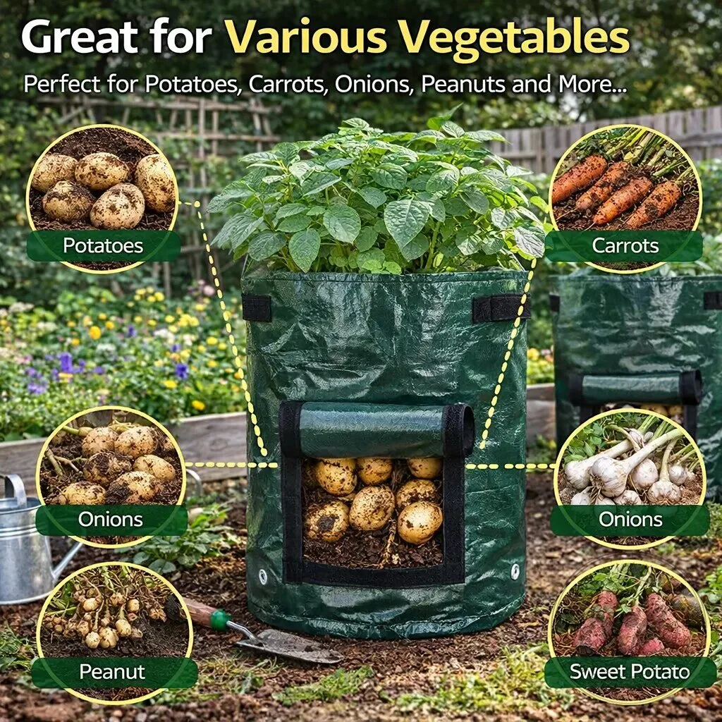 Potato Grow Bag with Easy Harvest Window for Growing Vegetables in Small Spaces 17 Potato Grow Bag with Easy Harvest Window for Growing Vegetables in Small Spaces