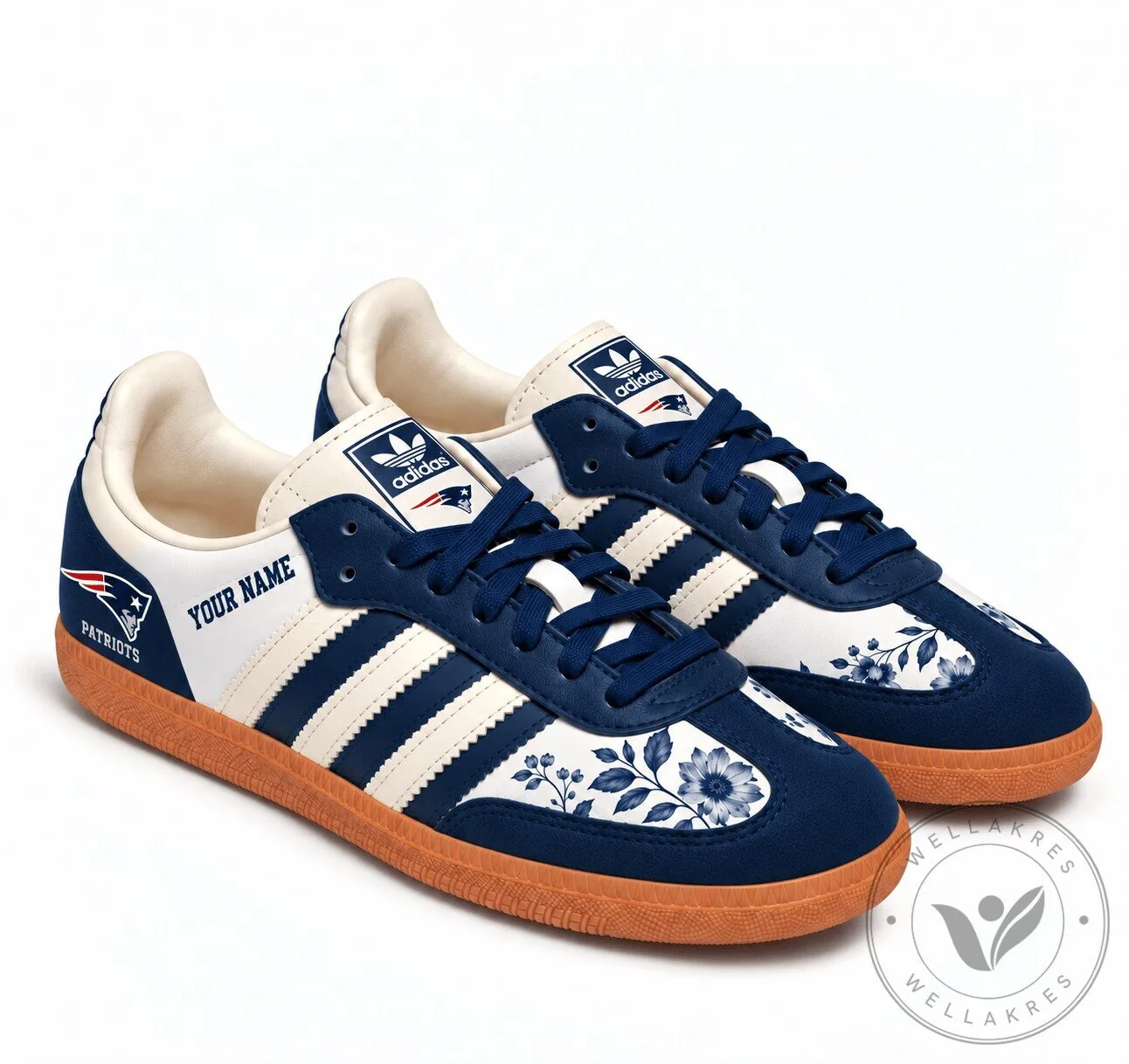 New England Patriots Custom Name Floral Heritage Samba Shoes 1 New England Patriots Custom Name Floral Heritage Samba Shoes