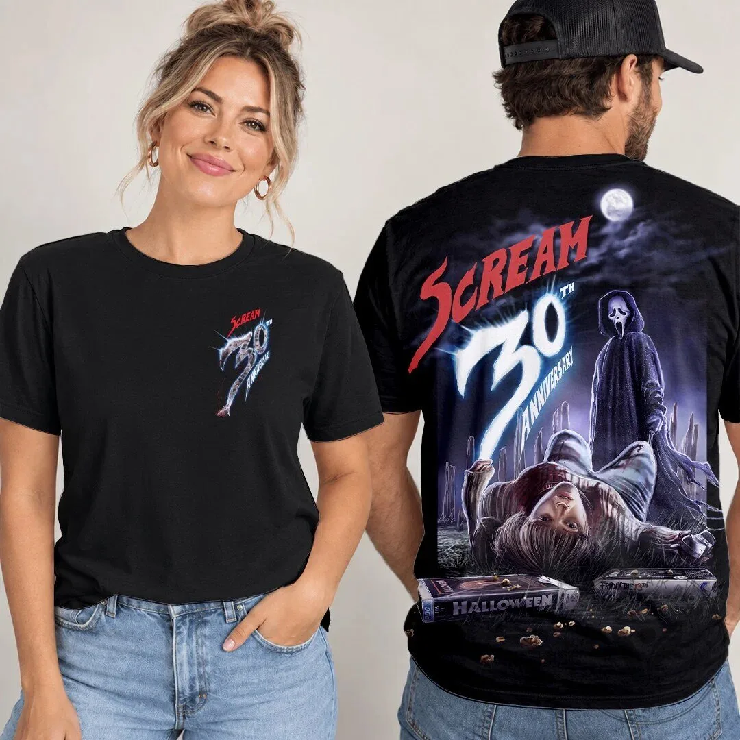 Scream 30th Anniversary Horror Movie Ghostface Graphic Black T-Shirt