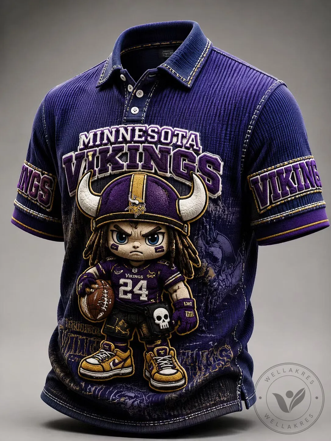 Minnesota Vikings Football Mascot Graphic Design Polo Shirt for Men