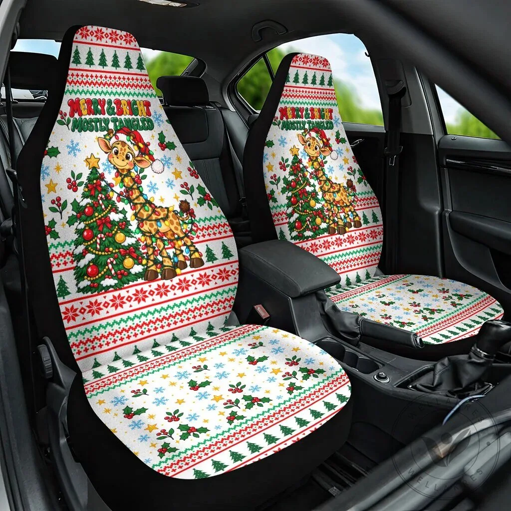 Christmas Giraffe Mostly Tangled Car Seat Cover Set