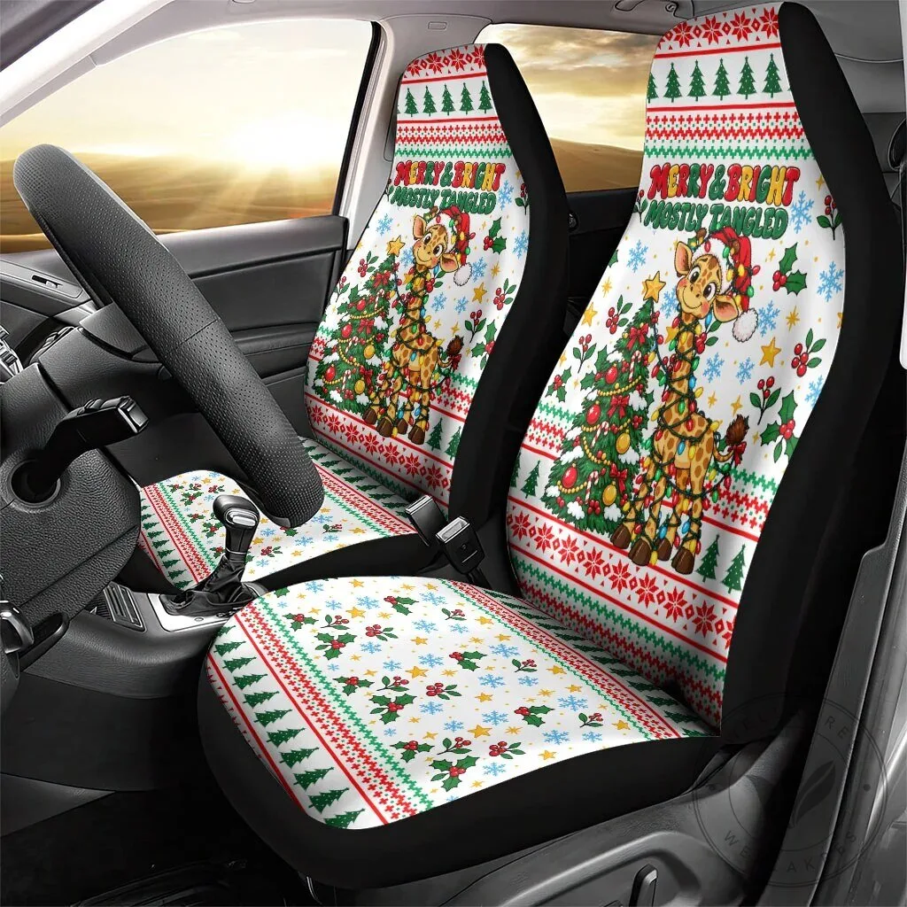 Christmas Giraffe Mostly Tangled Car Seat Cover Set 10 Christmas Giraffe Mostly Tangled Car Seat Cover Set