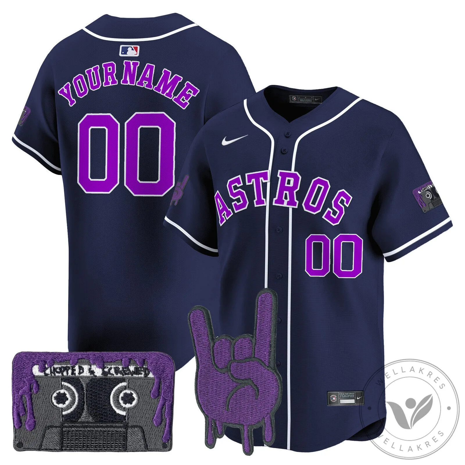 Houston Astros DJ Screw Patch Vapor Premier Limited Custom Baseball Jersey 18 Houston Astros DJ Screw Patch Vapor Premier Limited Custom Baseball Jersey