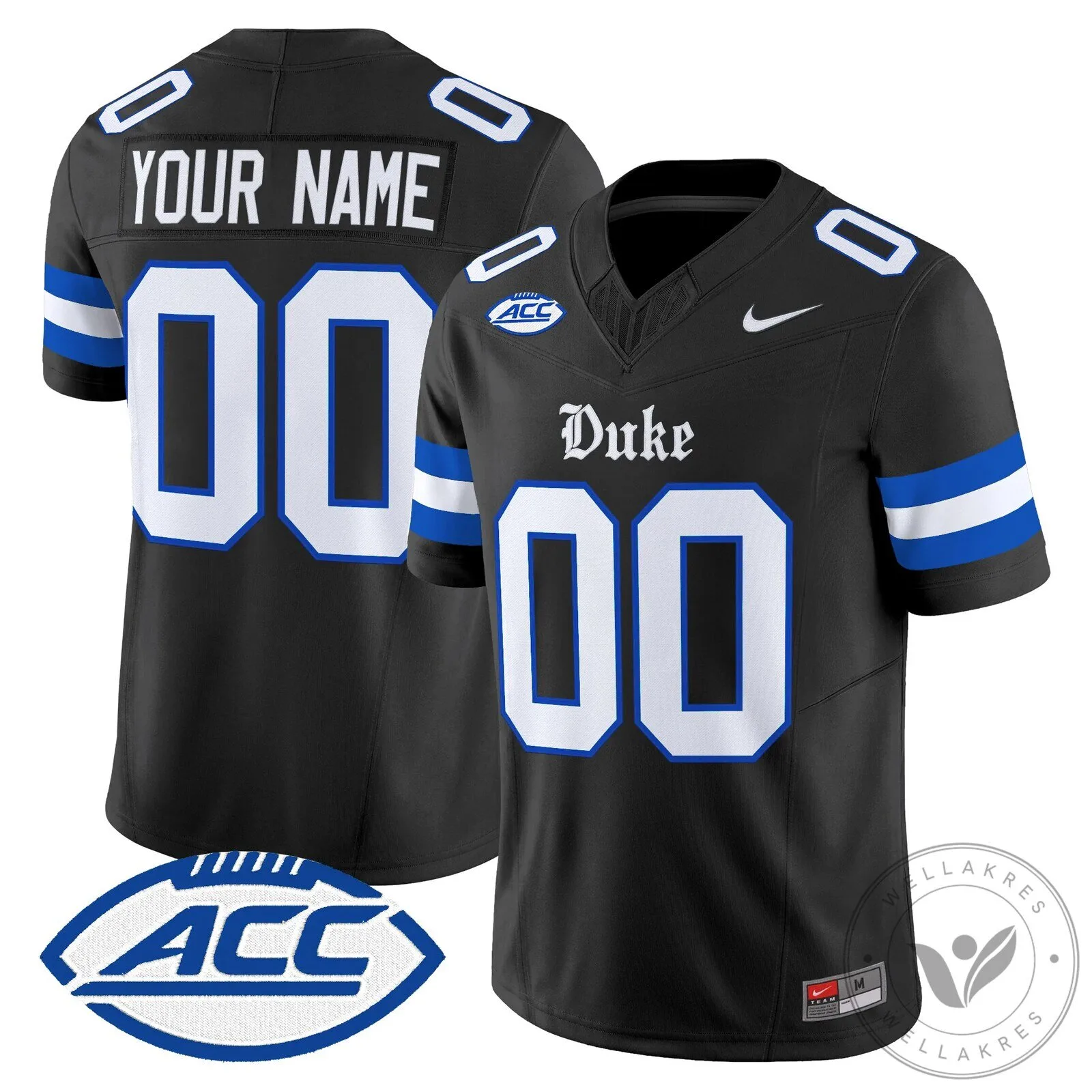 Duke Blue Devils Football Team Black Custom Jersey