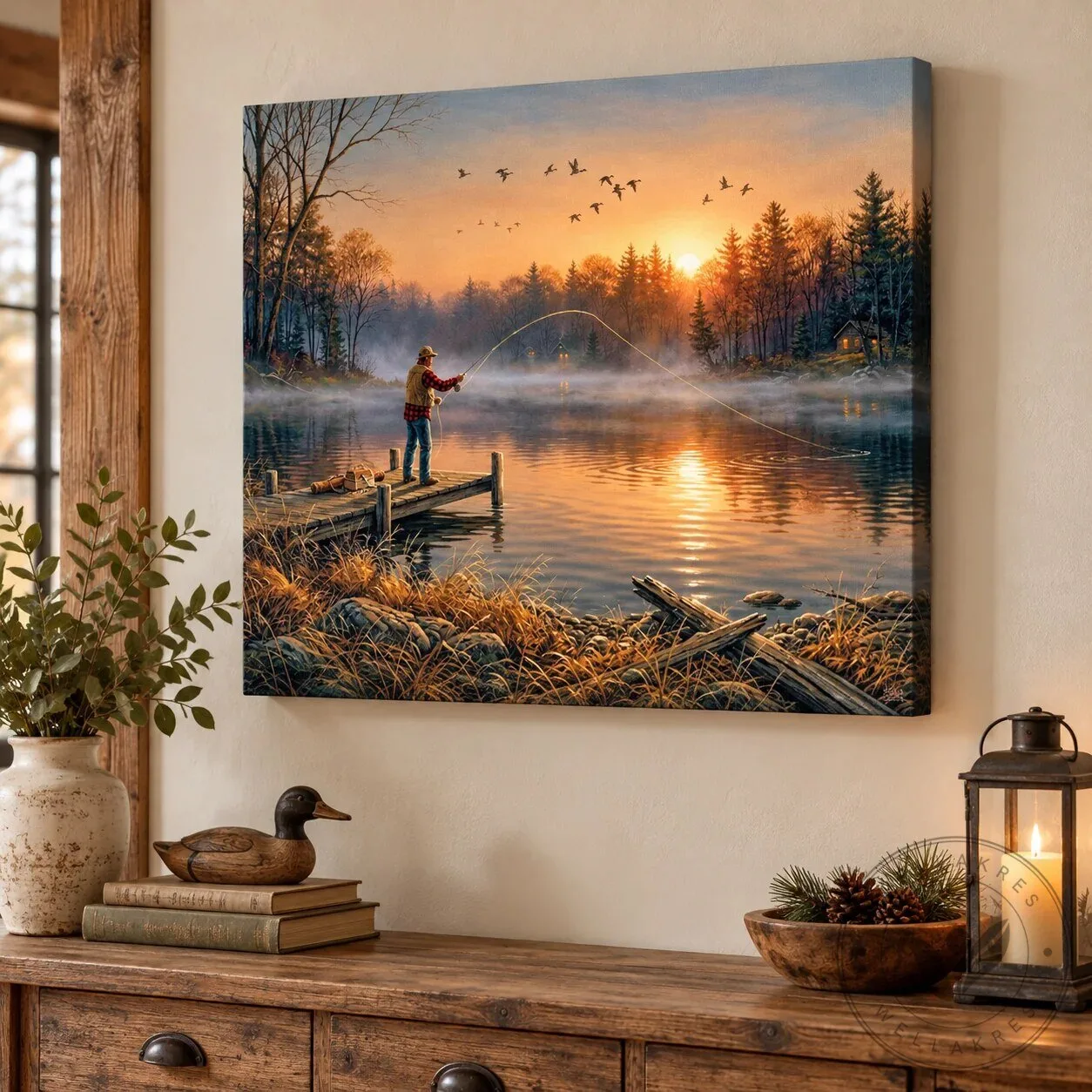 Rustic Fishing Sunset Lake Landscape Wall Art Canvas Print 9 Rustic Fishing Sunset Lake Landscape Wall Art Canvas Print