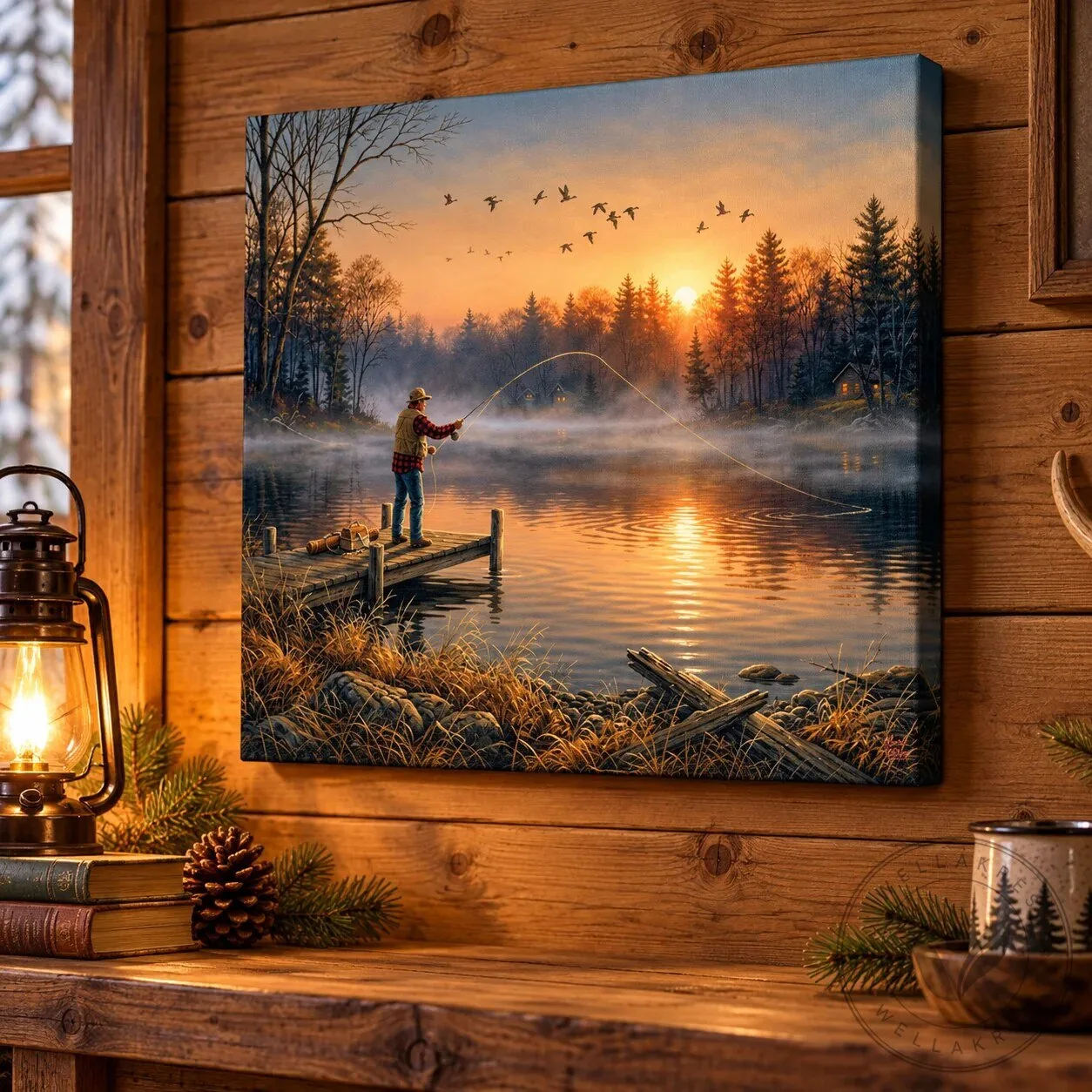 Rustic Fishing Sunset Lake Landscape Wall Art Canvas Print 11 Rustic Fishing Sunset Lake Landscape Wall Art Canvas Print