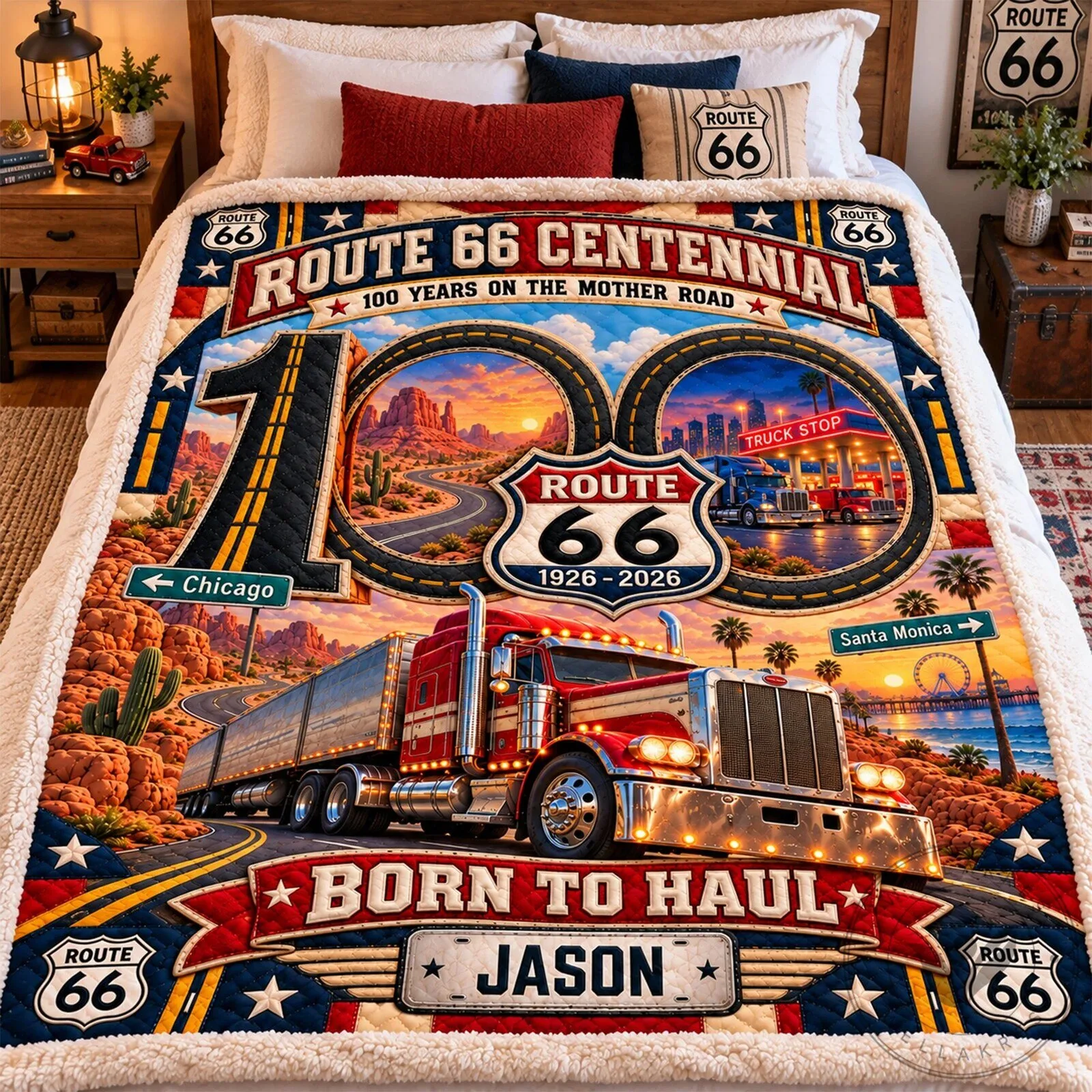 Route 66 Centennial 100 Years On The Mother Road Trucker Blanket