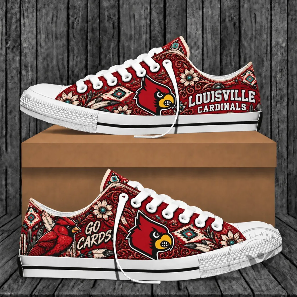 Louisville Cardinals Western Boho Low Top Canvas Shoes Louisville Cardinals Western Boho Low Top Canvas Shoes
