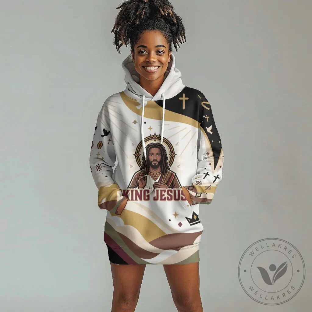 King Jesus African American Christ Religious Faith Holy Cross Dove Hoodie Dress 2 King Jesus African American Christ Religious Faith Holy Cross Dove Hoodie Dress