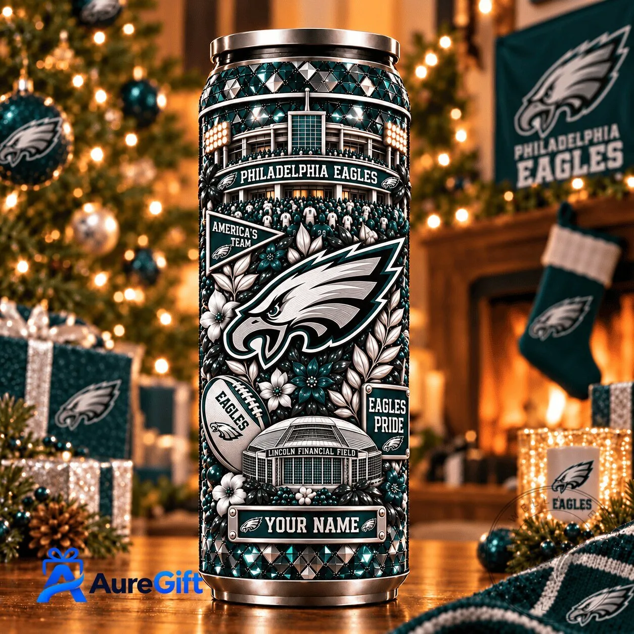 Philadelphia Eagles NFL Football Team Personalized Insulated Can Tumbler