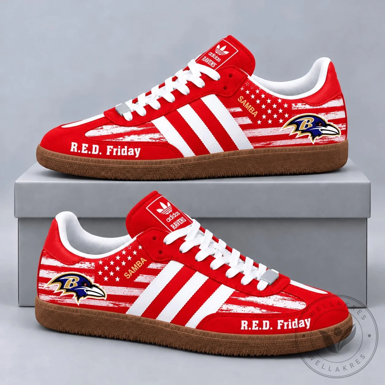 Baltimore Ravens R.E.D. Friday Patriotic American Flag Samba OG Shoes Military Tribute 2 Baltimore Ravens R.E.D. Friday Patriotic American Flag Samba OG Shoes Military Tribute