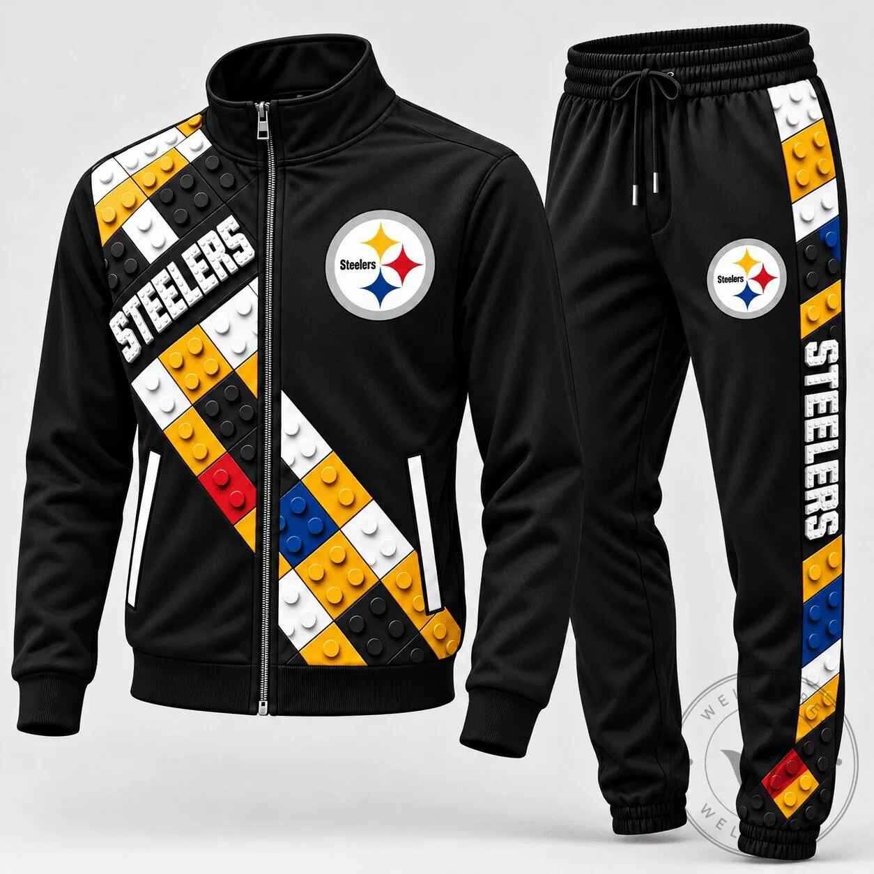 Pittsburgh Steelers Football Team Block Fusion Design Tracksuit Set 1 Pittsburgh Steelers Football Team Block Fusion Design Tracksuit Set