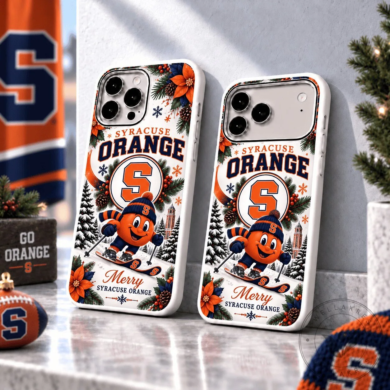 Syracuse Orange Skiing Otto Mascot Christmas Pattern Phone Case