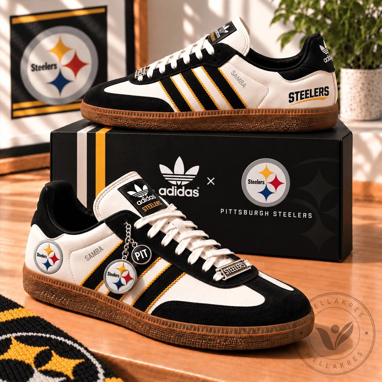 Pittsburgh Steelers Adidas Samba Custom Low-Top Sneakers 1 Pittsburgh Steelers Adidas Samba Custom Low-Top Sneakers
