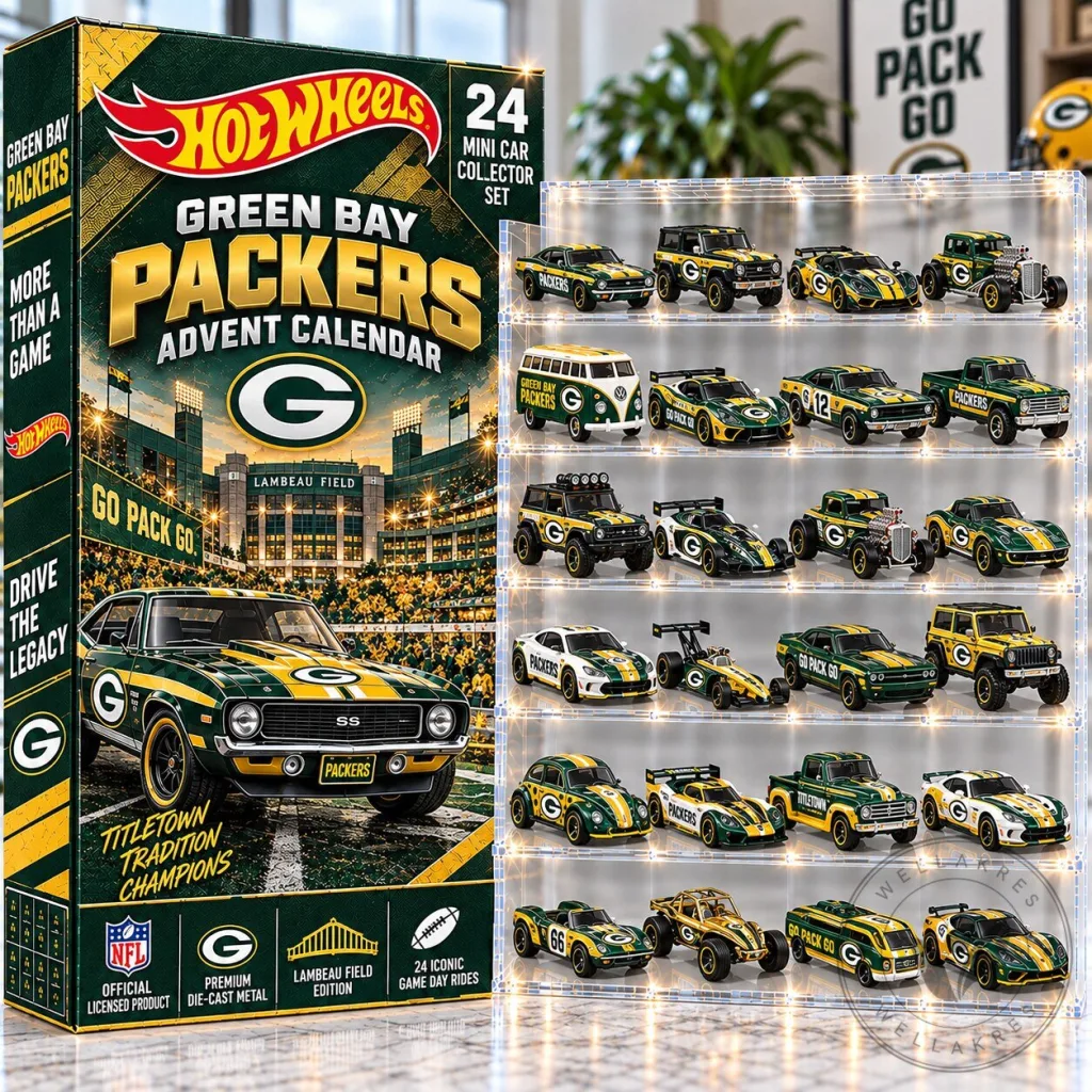 Green Bay Packers Hot Wheels 24 Mini Car Collector Set Advent Calendar Green Bay Packers Hot Wheels 24 Mini Car Collector Set Advent Calendar 2D