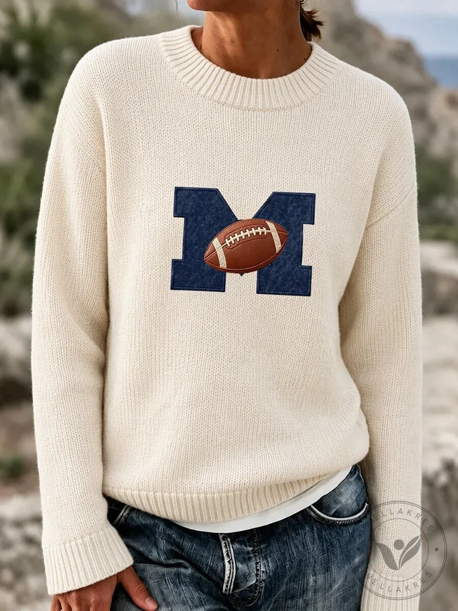 Michigan Wolverines Football Team Logo Yellow Knit Pullover Sweatshirt 9 Michigan Wolverines Football Team Logo Yellow Knit Pullover Sweatshirt