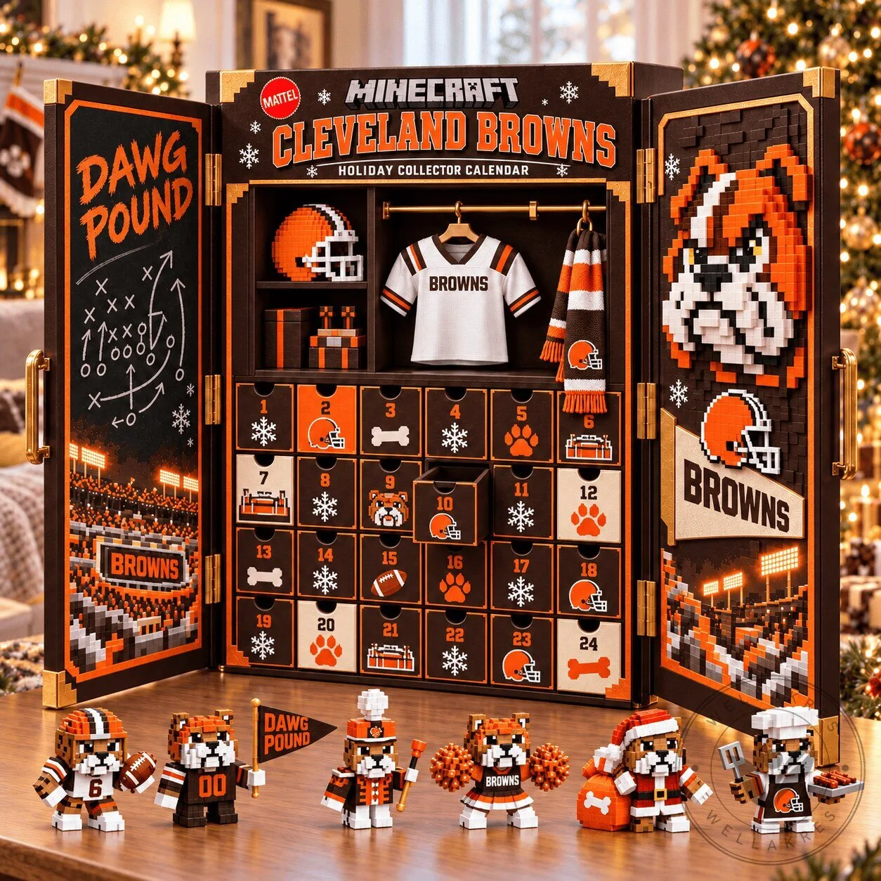 Minecraft Cleveland Browns Holiday Collector Advent Calendar with Figurines