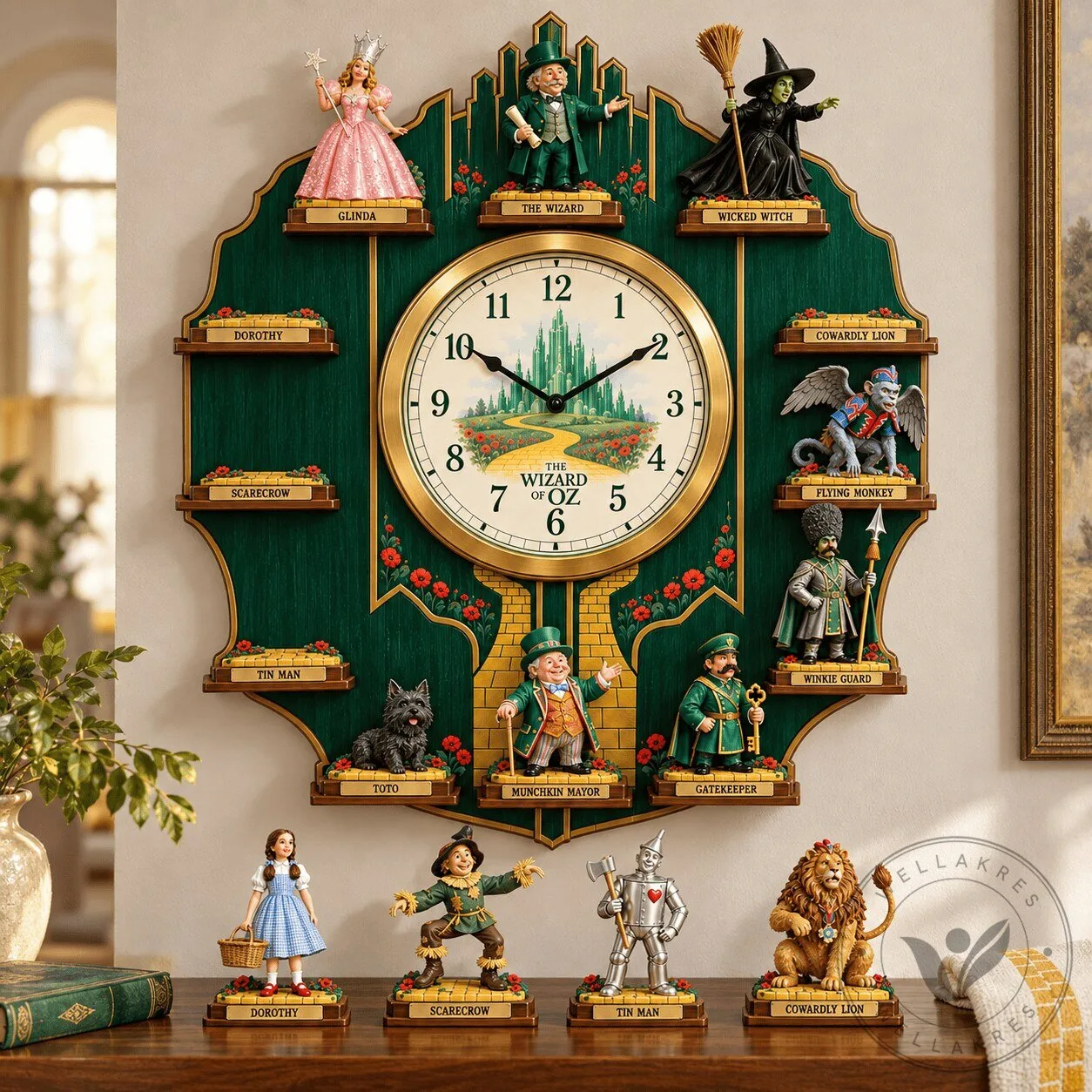 The Wizard of Oz Characters Sculpture Wall Clock with Figurines