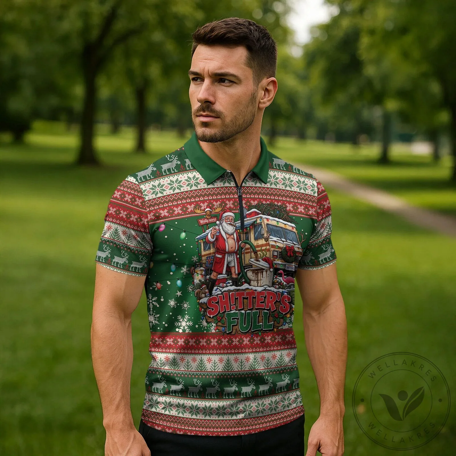 Christmas Vacation Shitter's Full Ugly Sweater Style Polo Shirt 8 Christmas Vacation Shitter