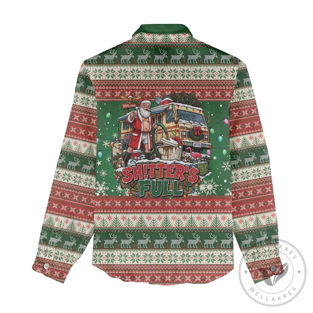 Christmas Vacation Shitter's Full Ugly Christmas Long-Sleeve Button-Up Shirt 9 Christmas Vacation Shitter