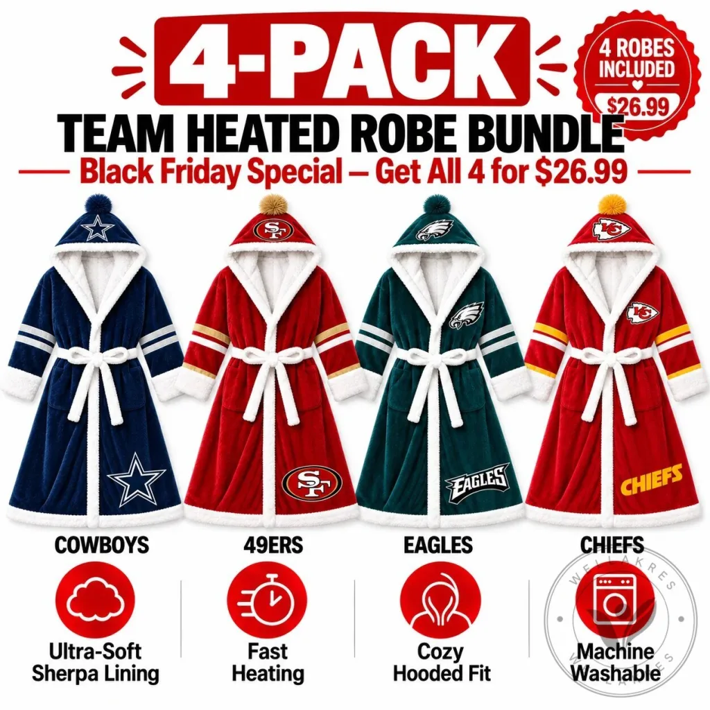 Gameday NFL Team Heated Robe Bundle with Hooded Fit and Sherpa Lining 47 Gameday NFL Team Heated Robe Bundle with Hooded Fit and Sherpa Lining