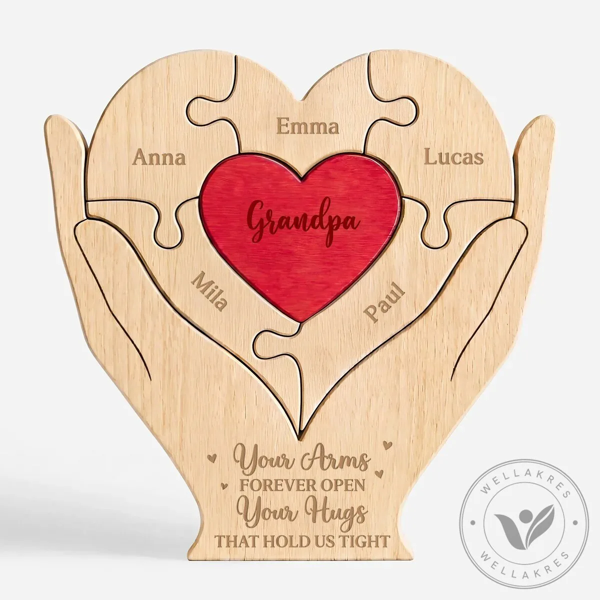 Gameday NFL Team Heated Robe Bundle with Hooded Fit and Sherpa Lining 7 Personalized Grandpa's Heart Wooden Puzzle, Custom Grandchildren Names Gift for Grandfather
