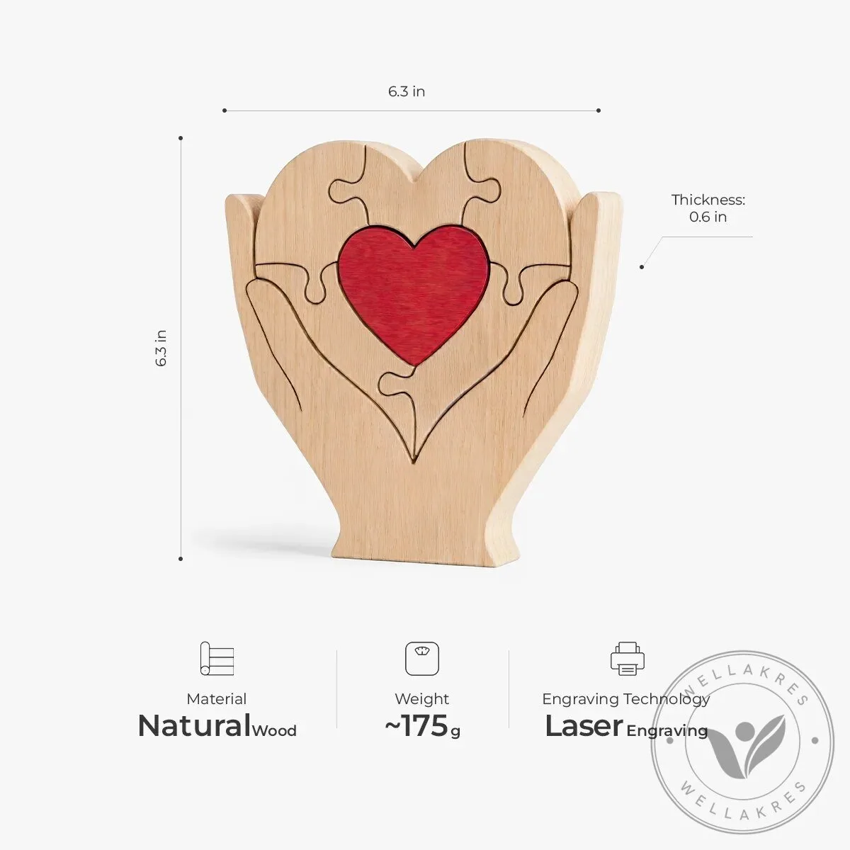 Personalized Grandpa's Heart Wooden Puzzle, Custom Grandchildren Names Gift for Grandfather 8 Personalized Grandpa