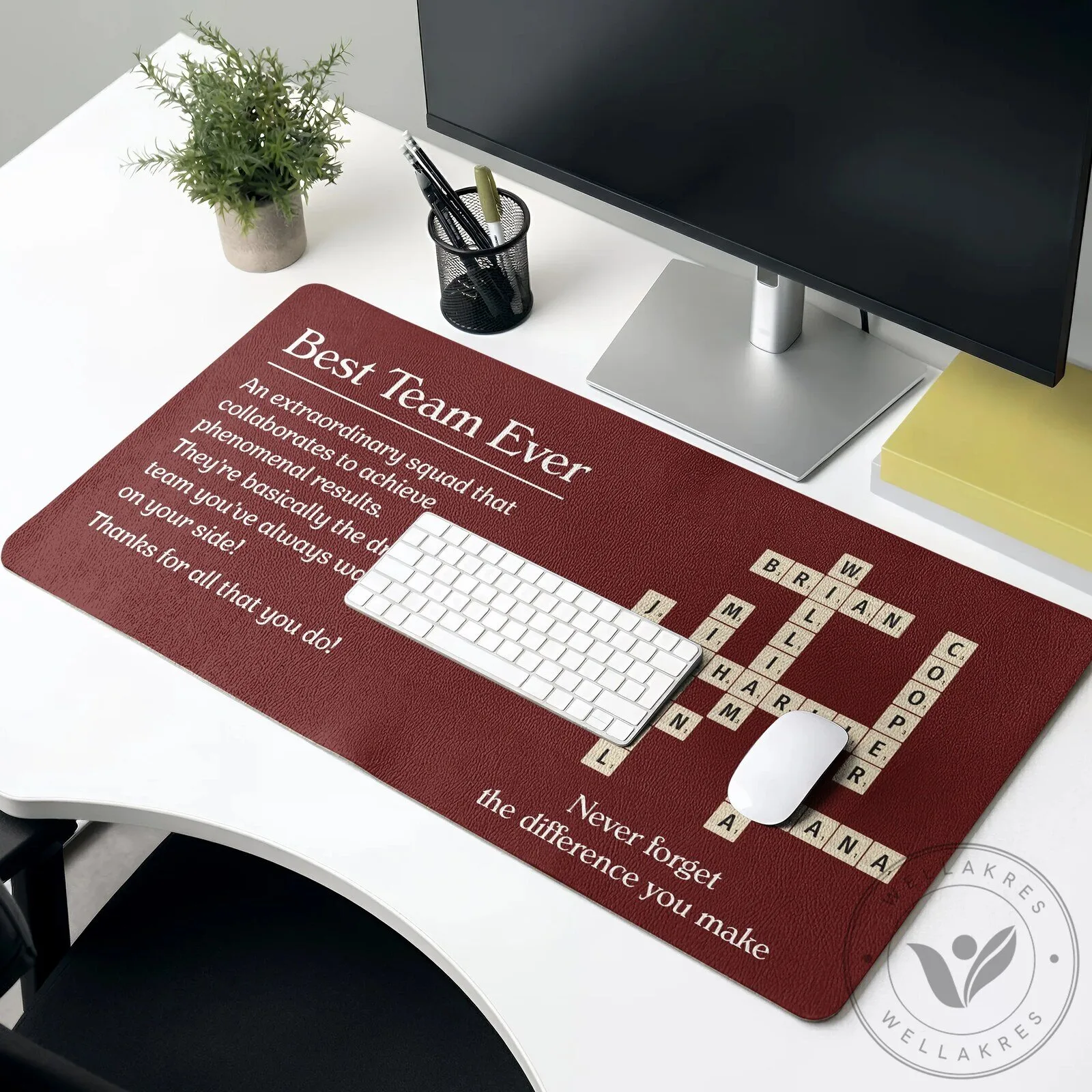 Personalized Best Team Ever Scrabble Desk Mat Custom Coworker Gift 9 Personalized Best Team Ever Scrabble Desk Mat Custom Coworker Gift