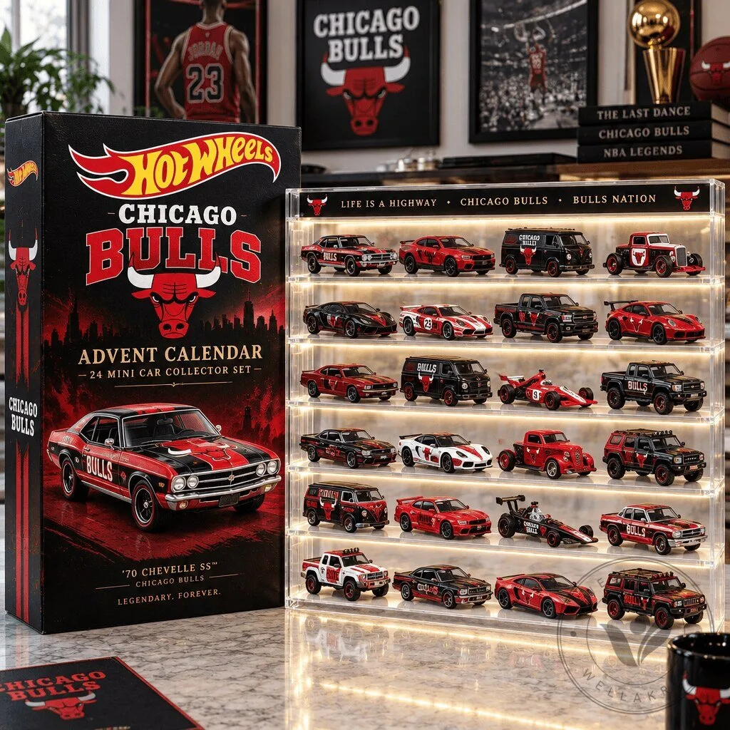 Hot Wheels Chicago Bulls 24 Mini Car Collector Set Advent Calendar