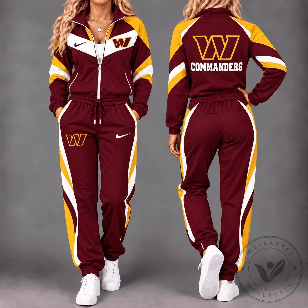Washington Commanders NFL Team Logo Maroon and Gold Womens Tracksuit Set