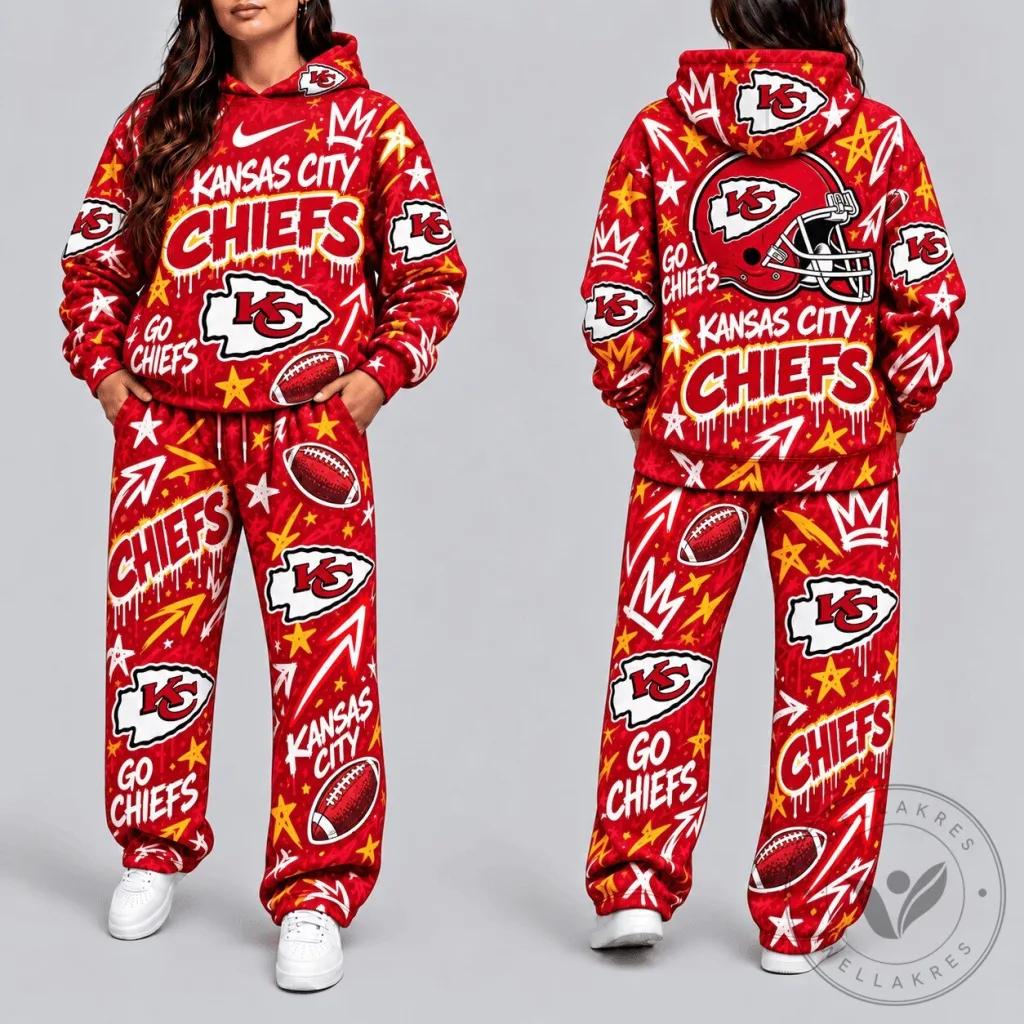 Kansas City Chiefs Graffiti Style Football Team Hoodie for Women Kansas City Chiefs Graffiti Style Football Team Hoodie for Women
