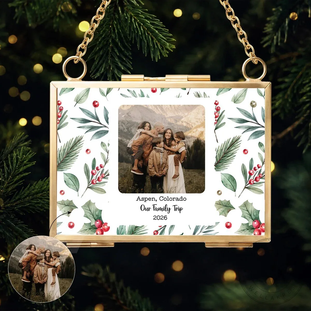 Personalized Family Trip Photo Frame Christmas Ornament with Custom Text 2 Personalized Family Trip Photo Frame Christmas Ornament with Custom Text