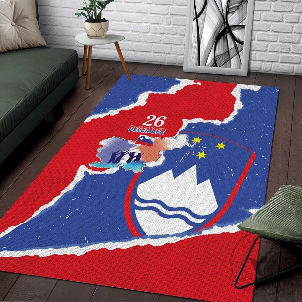 Slovenia Independence Day Grunge Style Map and Flag Area Rug 2 Slovenia Independence Day Grunge Style Map and Flag Area Rug